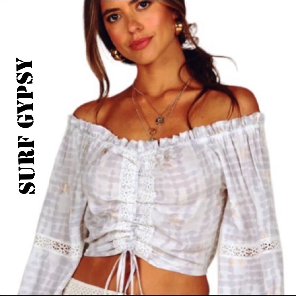 SURF GYPSY GOLD FOIL STARS TOP NWT
